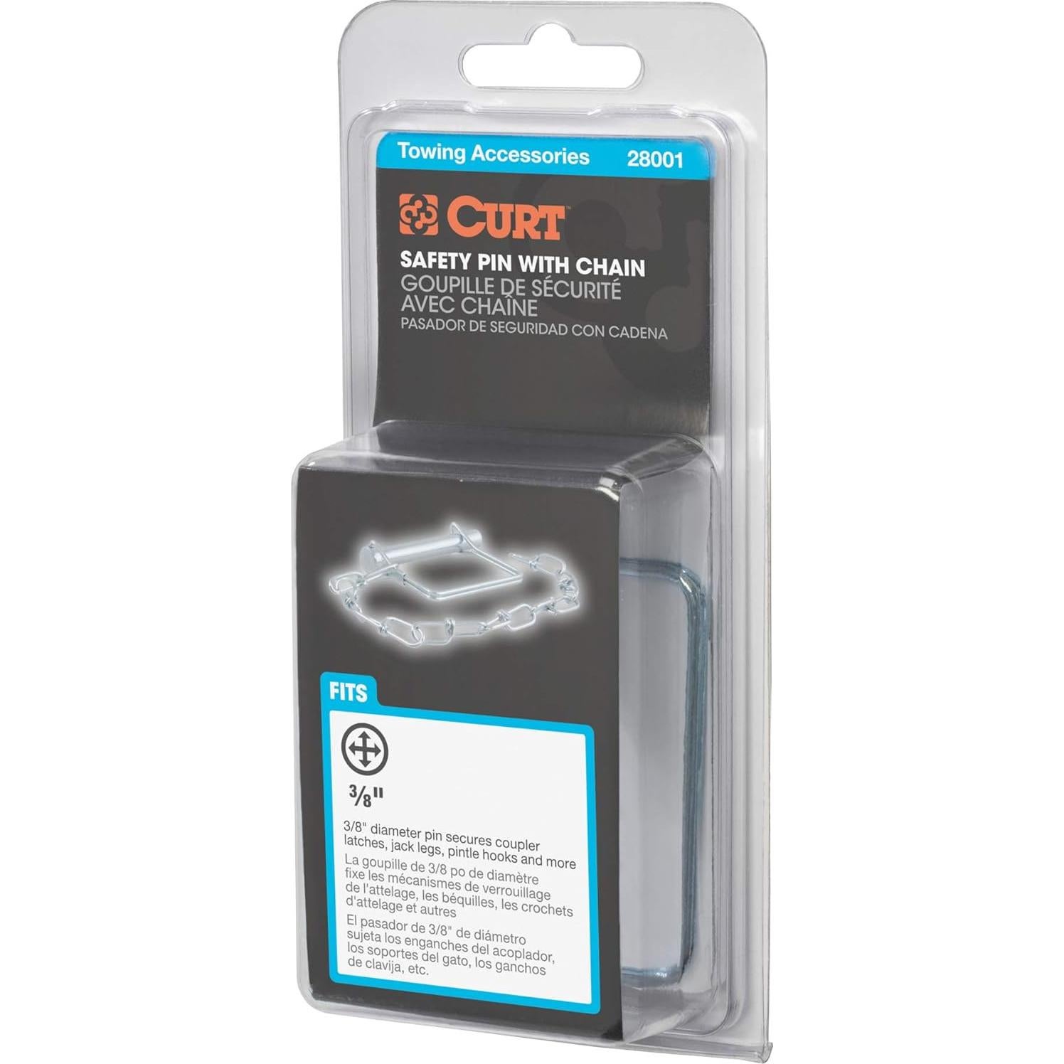 Pasador de Seguridad CURT 28001 0.95 cm con Cadena 30.48 cm