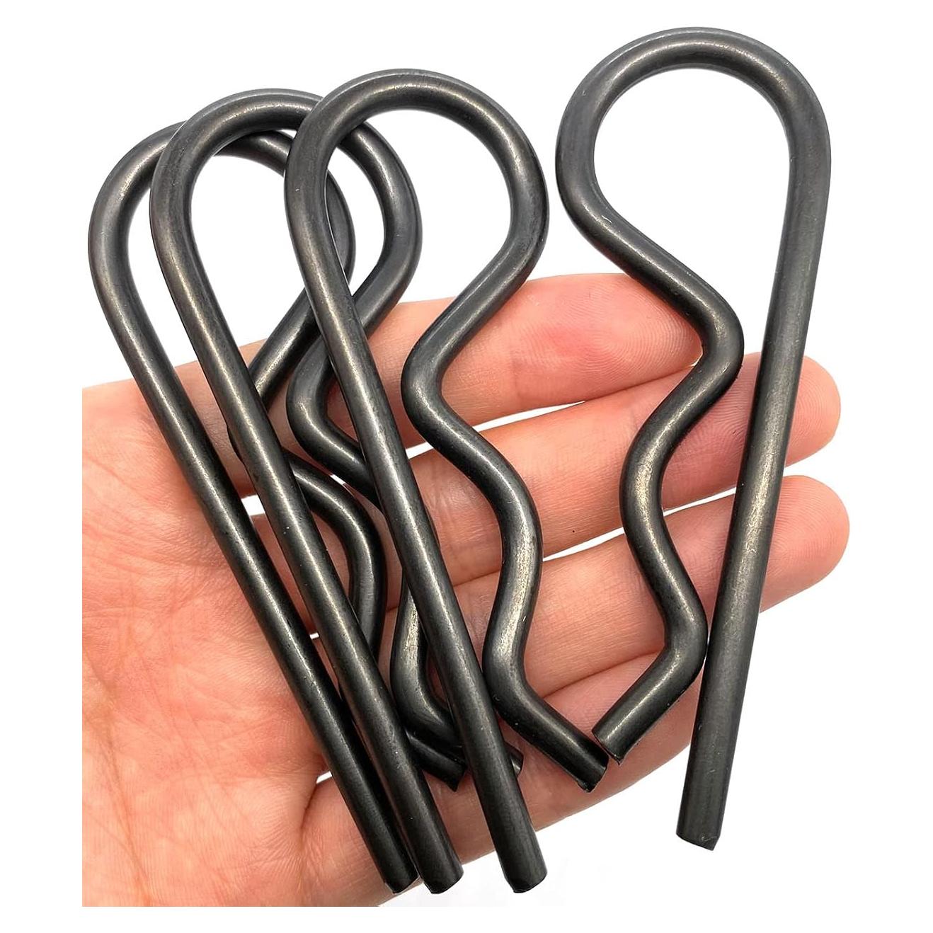 4 Pcs Heavy Duty Hitch Pins Clip R Clips Spring Retaining Wire Hair Pins Cotter Pin Strong Spring Tension Large Carter Pin R clip large for trailer Tractors Mower Cart Truck Black zinc M5x100mm