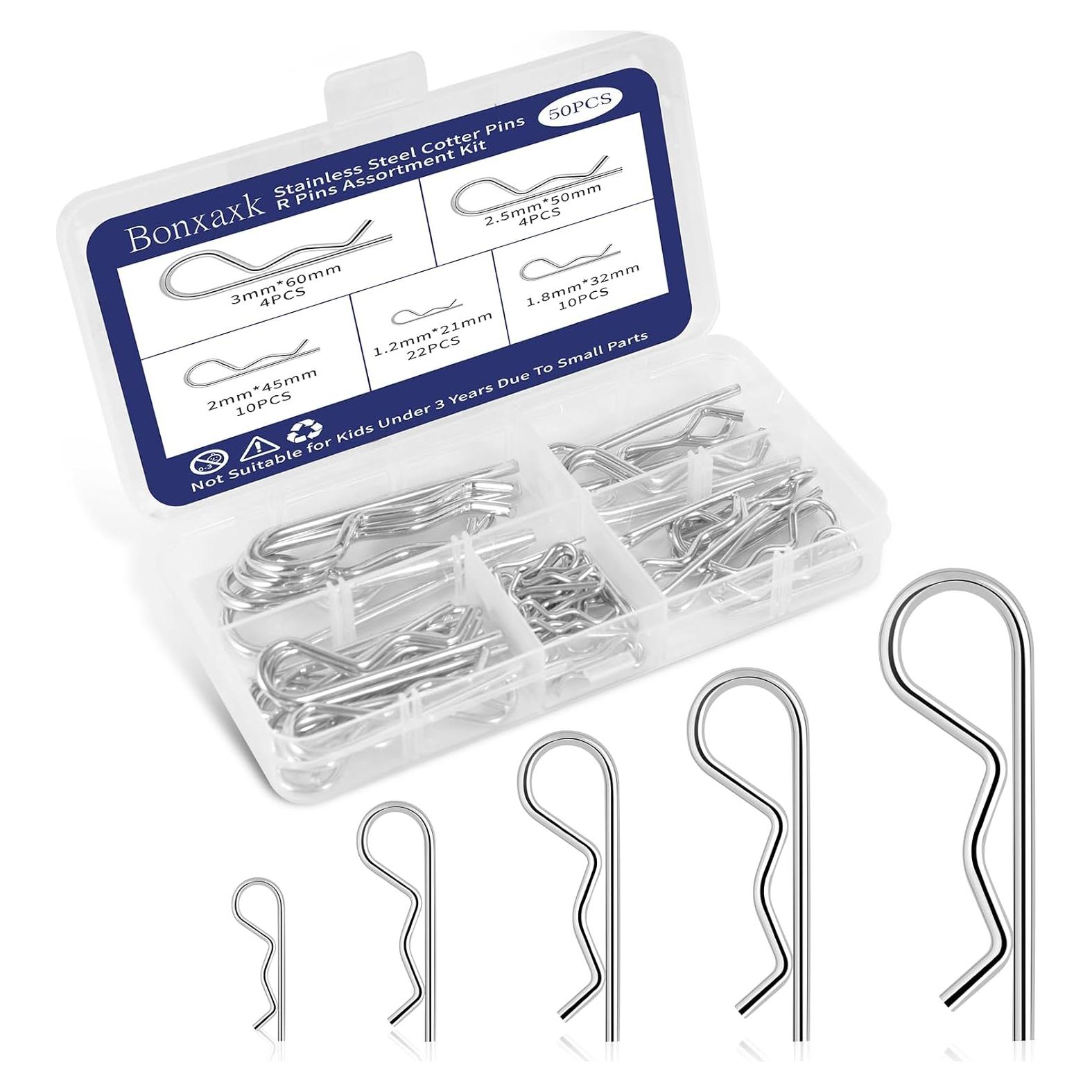 Kit de Pasadores de Cotter BONXAXK - 50 Pcs, 5 Tamaños