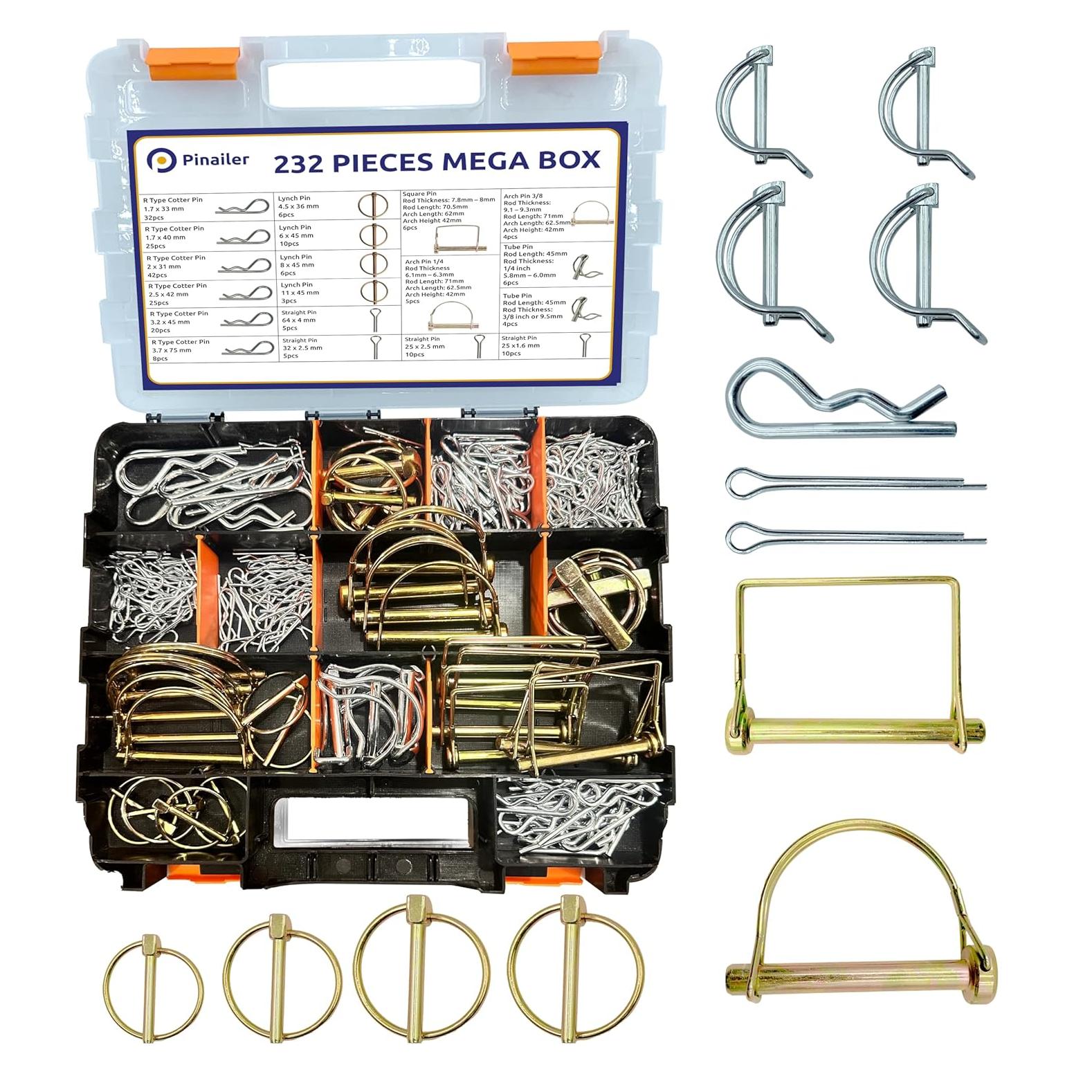 Kit de Pasadores y Clips para Remolque 232 Pcs PINAILER
