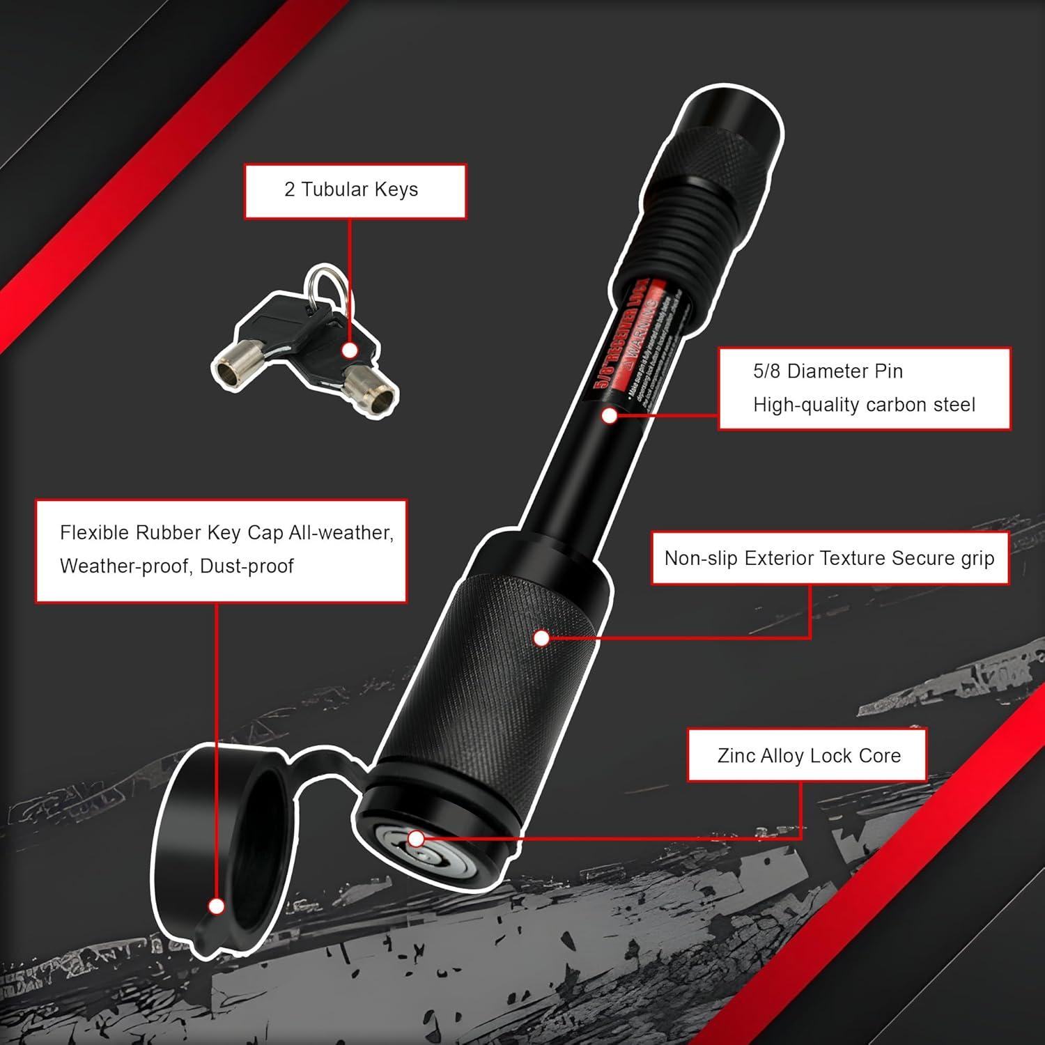 Cerradura de Enganche TYT 4" con Pin 5/8" y 2 Llaves - Negro