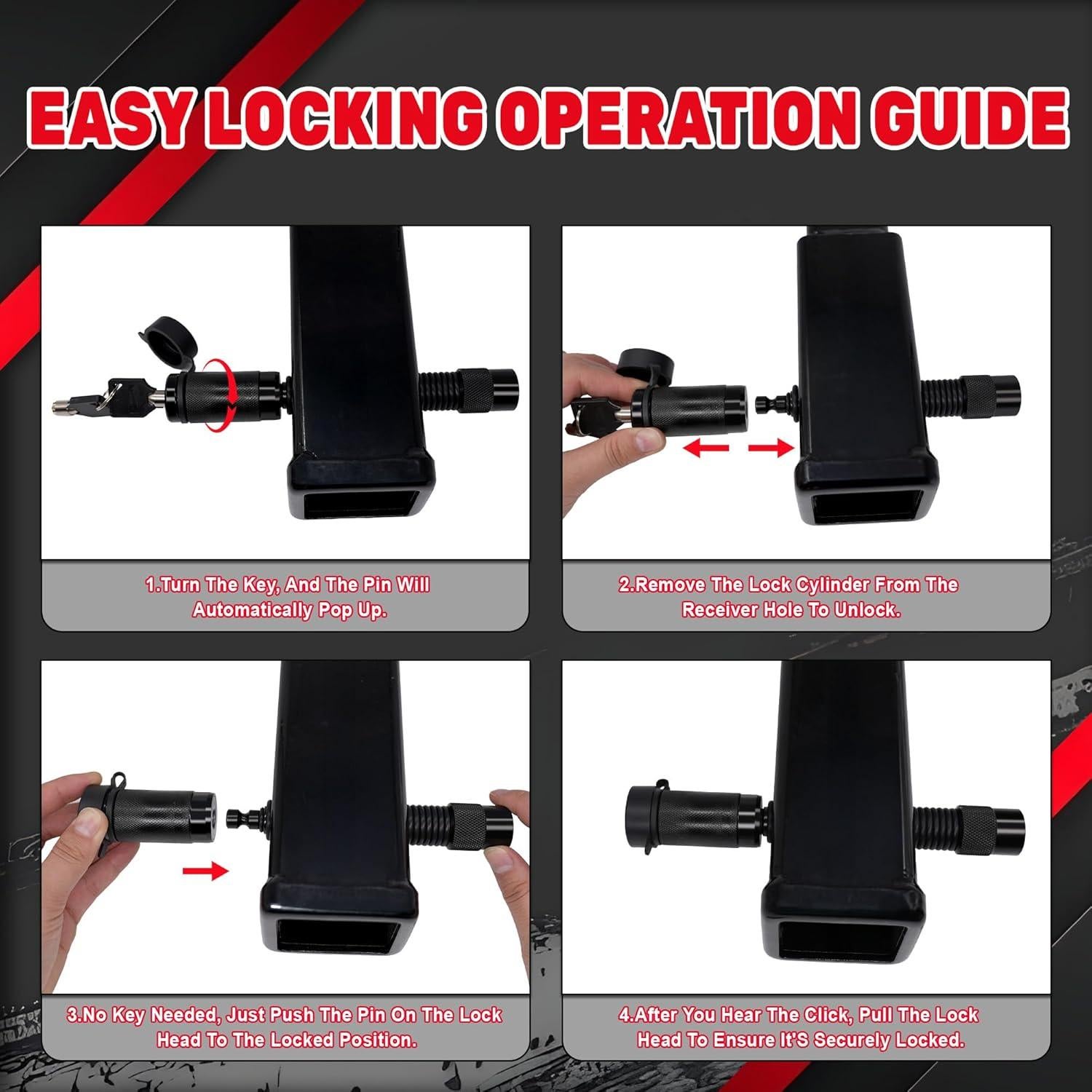 Cerradura de Enganche TYT 4" con Pin 5/8" y 2 Llaves - Negro