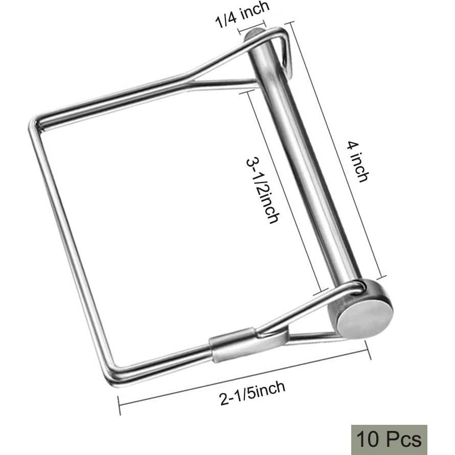 Pasadores de Bloqueo de Alambre Sunnyway 10 Pcs 4" Acero Inoxidable