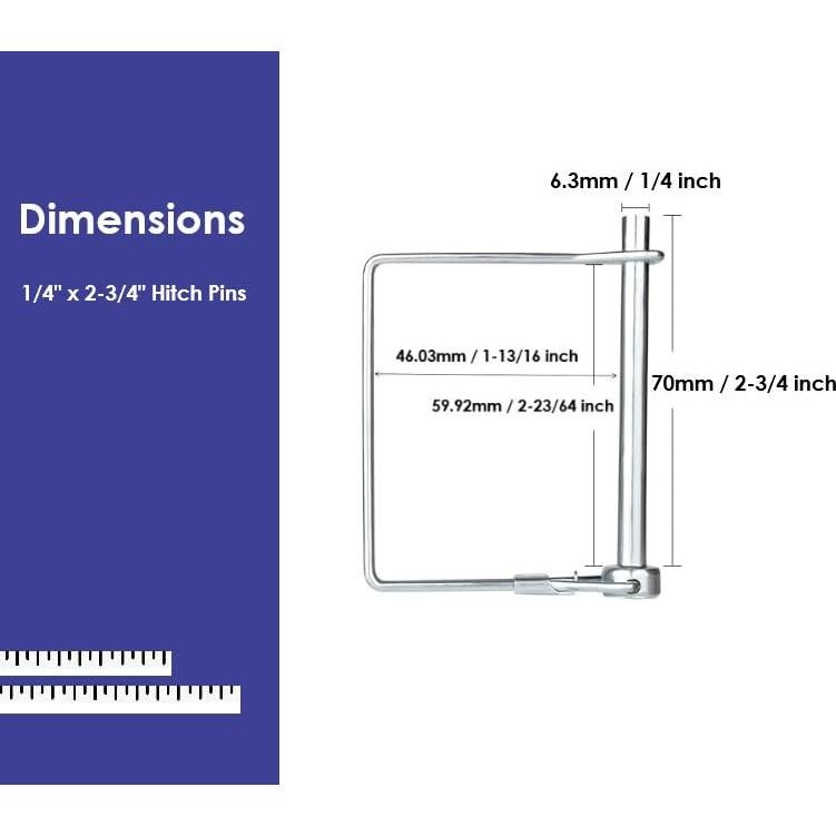 10 Piezas Pin de Bloqueo de Eje Cuadrado 6.3mm x 70mm BEAUFORT