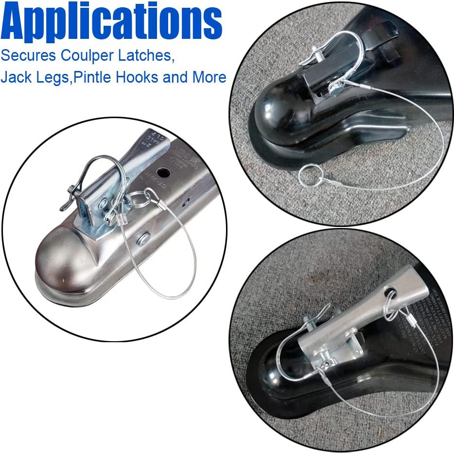 Pasador de Acoplador de Remolque HILILON 8mm x 45mm con Clip