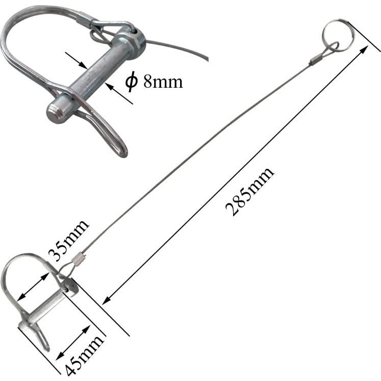 Pasador de Acoplador de Remolque HILILON 8mm x 45mm con Clip