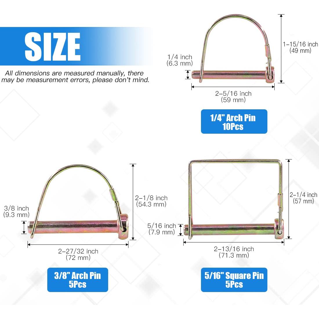 Kit de Pines PTO Glarks 20 Pcs Acero Zincado para Jardín
