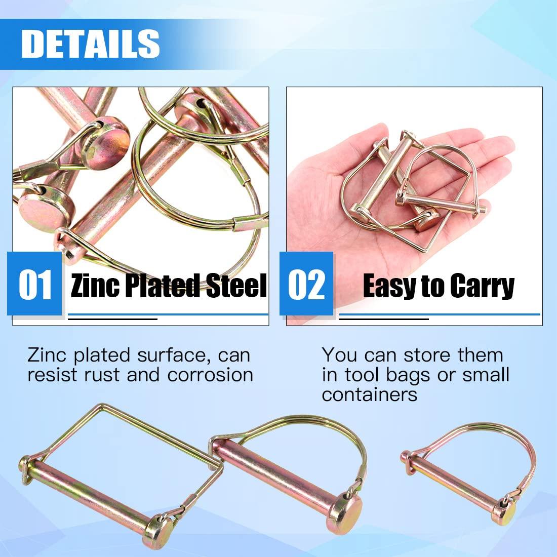 Kit de Pines PTO Glarks 20 Pcs Acero Zincado para Jardín