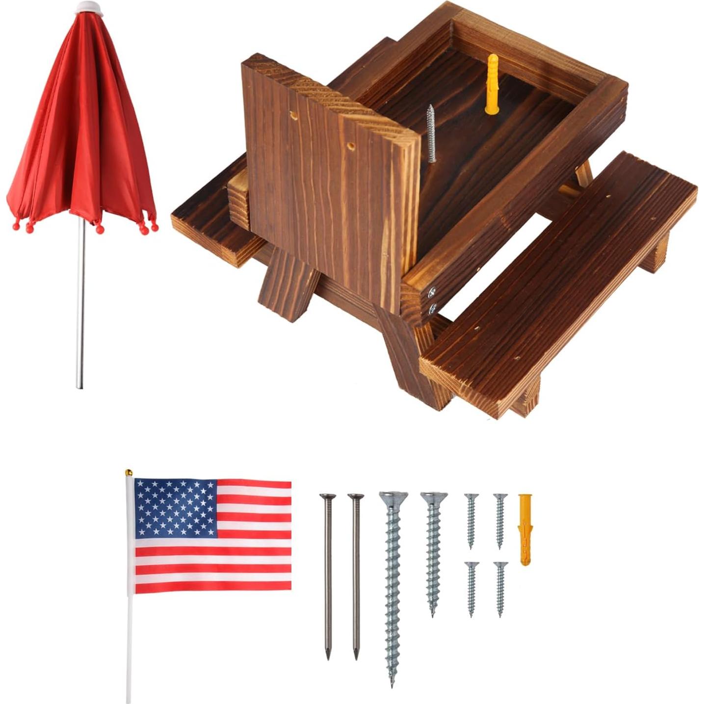 Comedero de mesa para ardillas USHINE GARDENS de madera