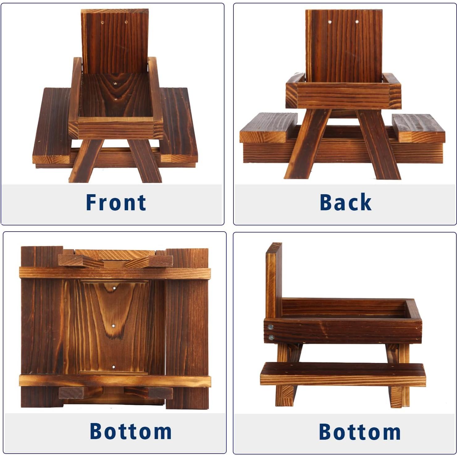 Comedero de mesa para ardillas USHINE GARDENS de madera