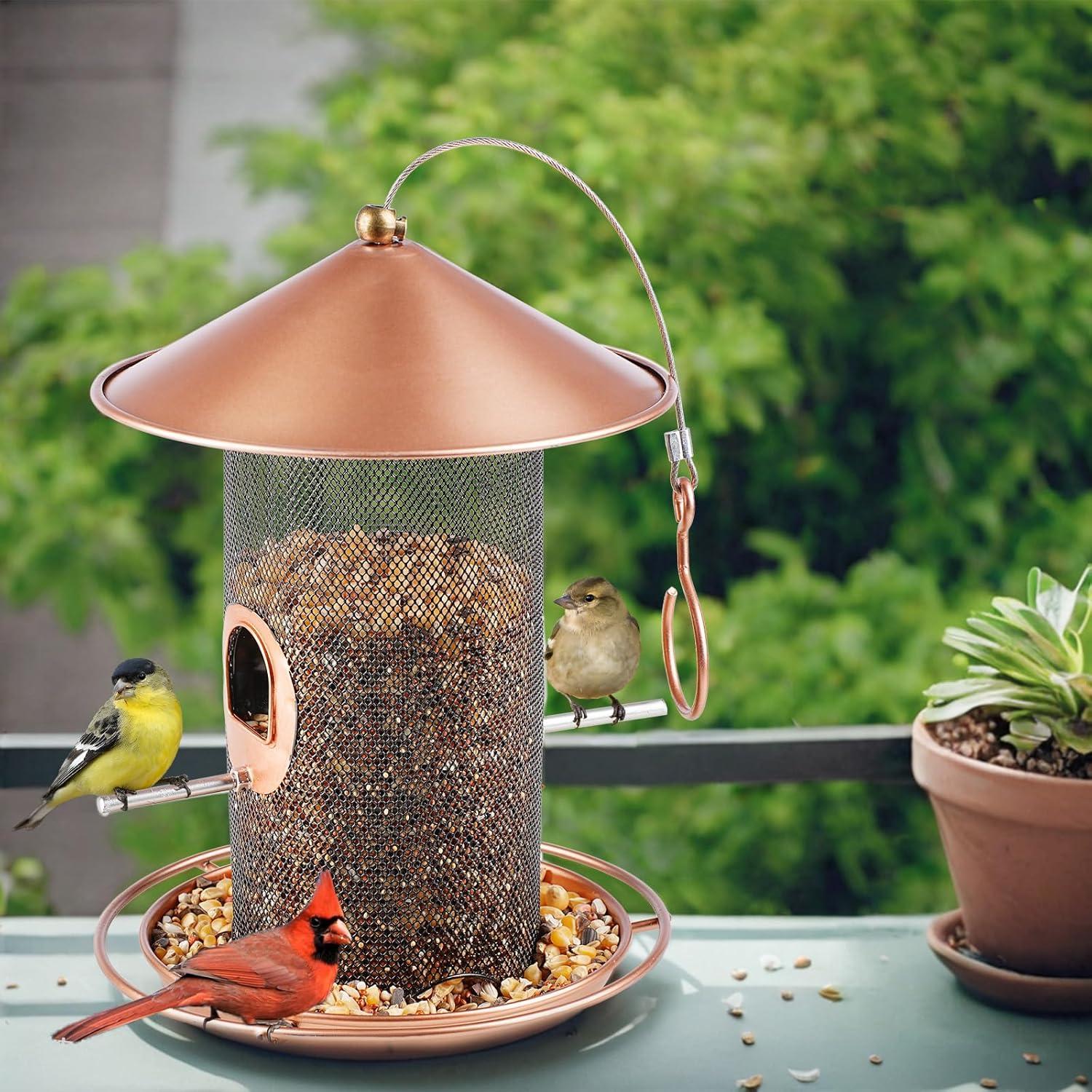 Comedero Colgante para Aves Samhe de Metal 1.36 kg Bronce