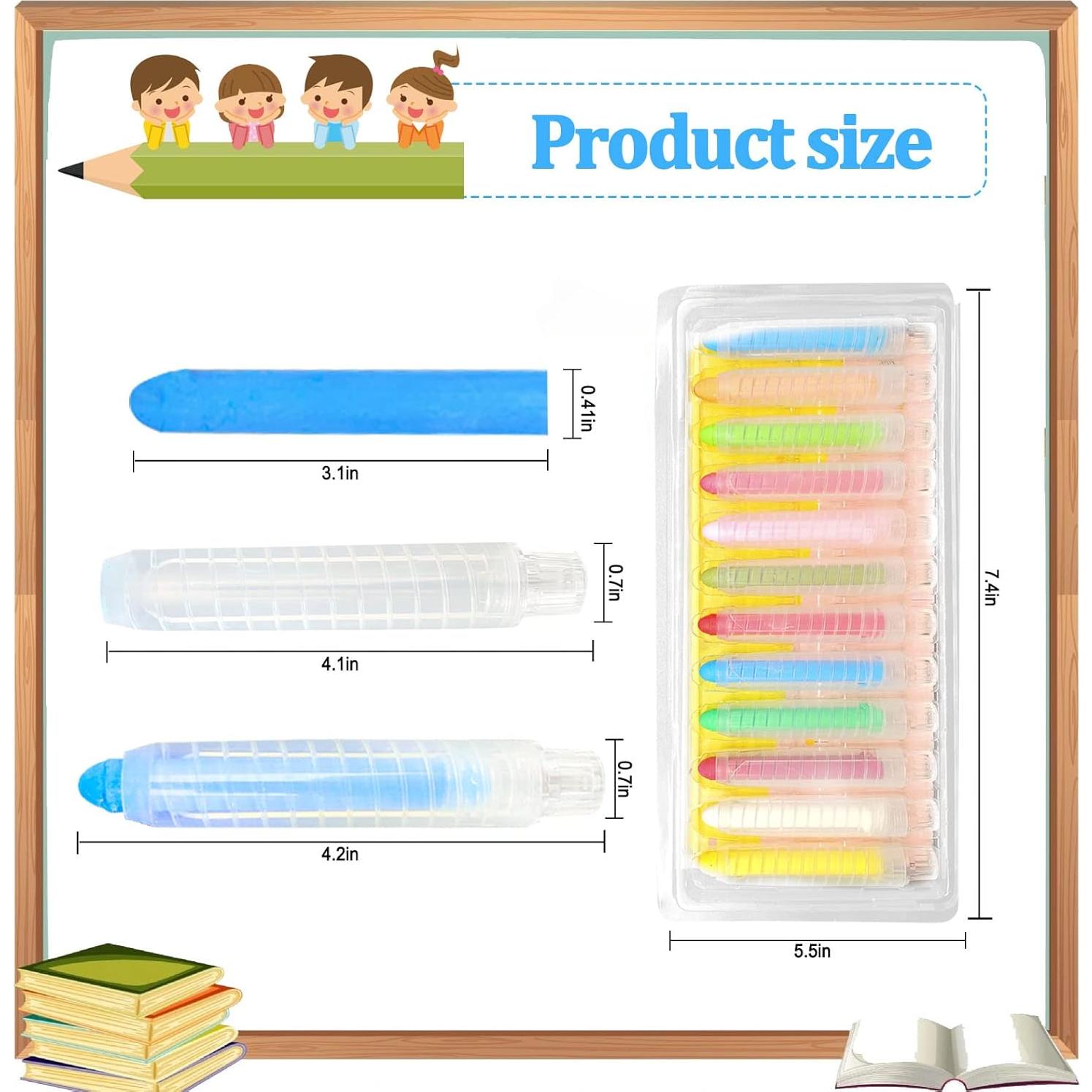 Juego de 12 Tizas de Acera YimeBand Multicolor Lavables