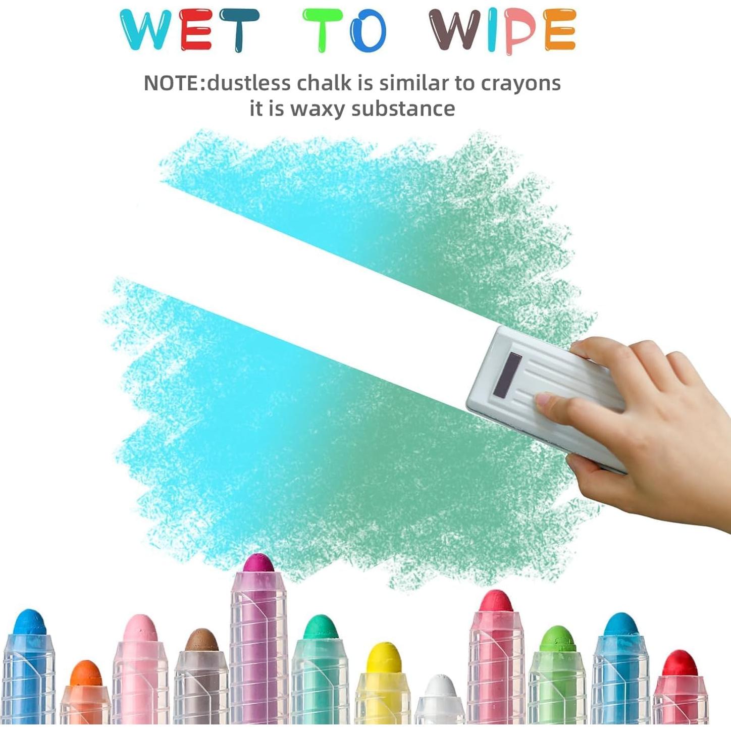 12 Piezas Tiza Sin Polvo HNXAZG Multicolor Lavable 0.5mm