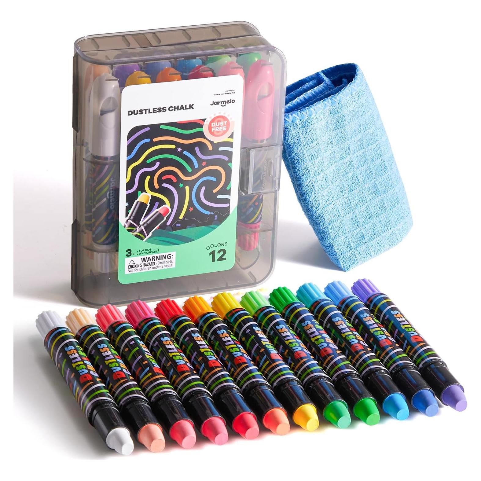 Tiza Sin Polvo Jar Melo 12 PCS Multicolor Jumbo Lavable