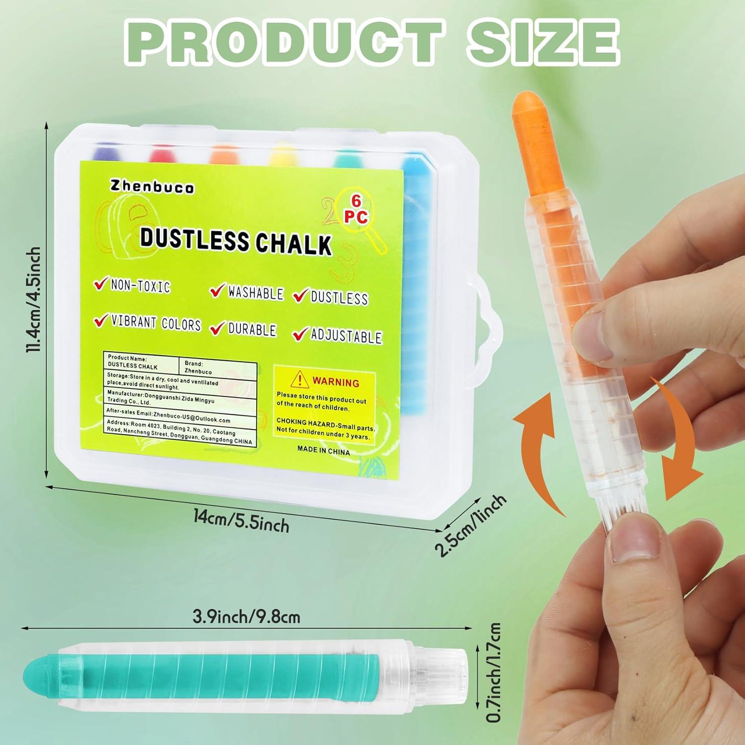 Tiza Sin Polvo Zhenbuco - 6 Piezas Multicolor Lavable