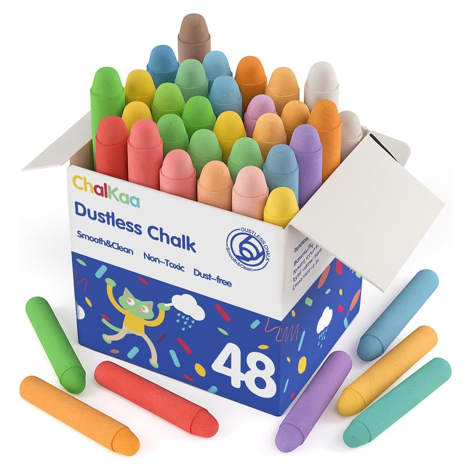 Tiza Sin Polvo ChalKaa 48PCS Borrable para Niños Multicolor