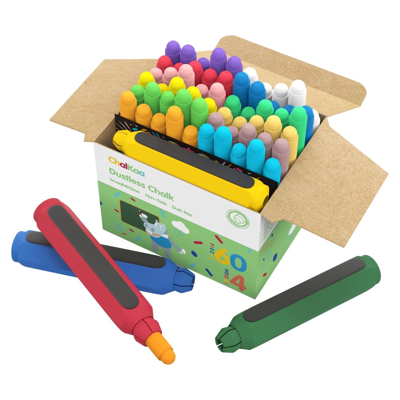 Tiza de Color Sin Polvo ciAmore 60PCS Lavable No Tóxica