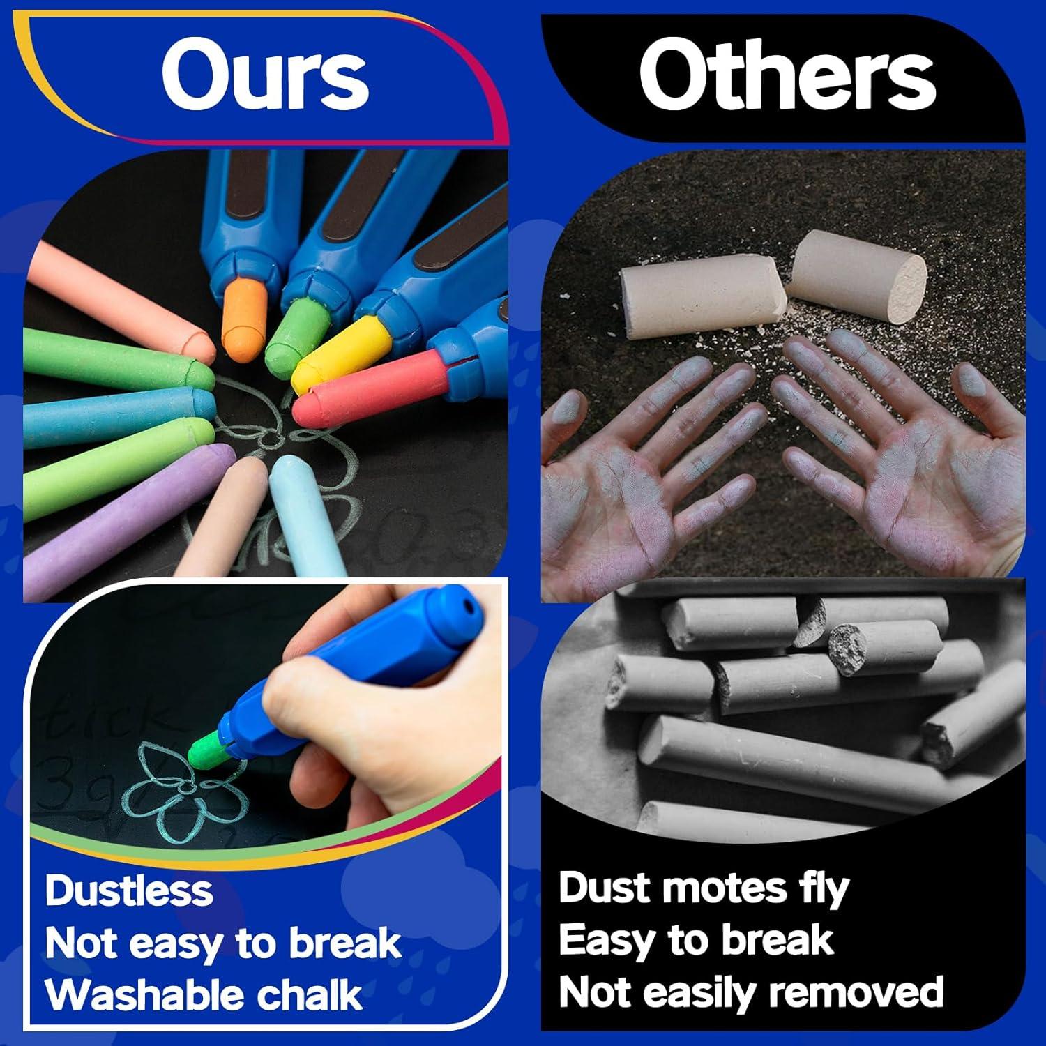 Tiza de Color Sin Polvo ciAmore 60PCS Lavable No Tóxica