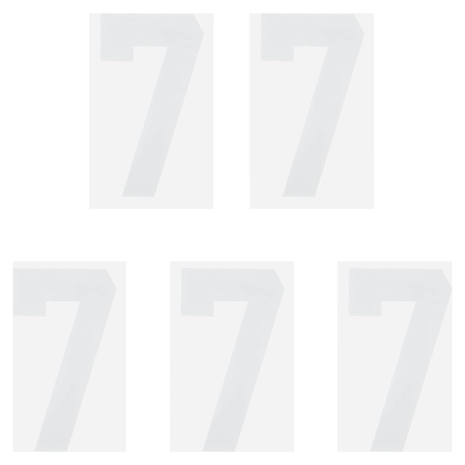 Parche de Número 7 MECCANIXITY 20cm Blanco para Uniforme - Paquete de 5