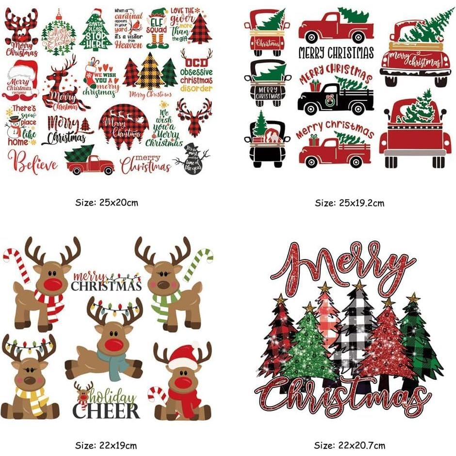 4 Parches de Transferencia de Calor Navidad ROMODIYA Vinilo