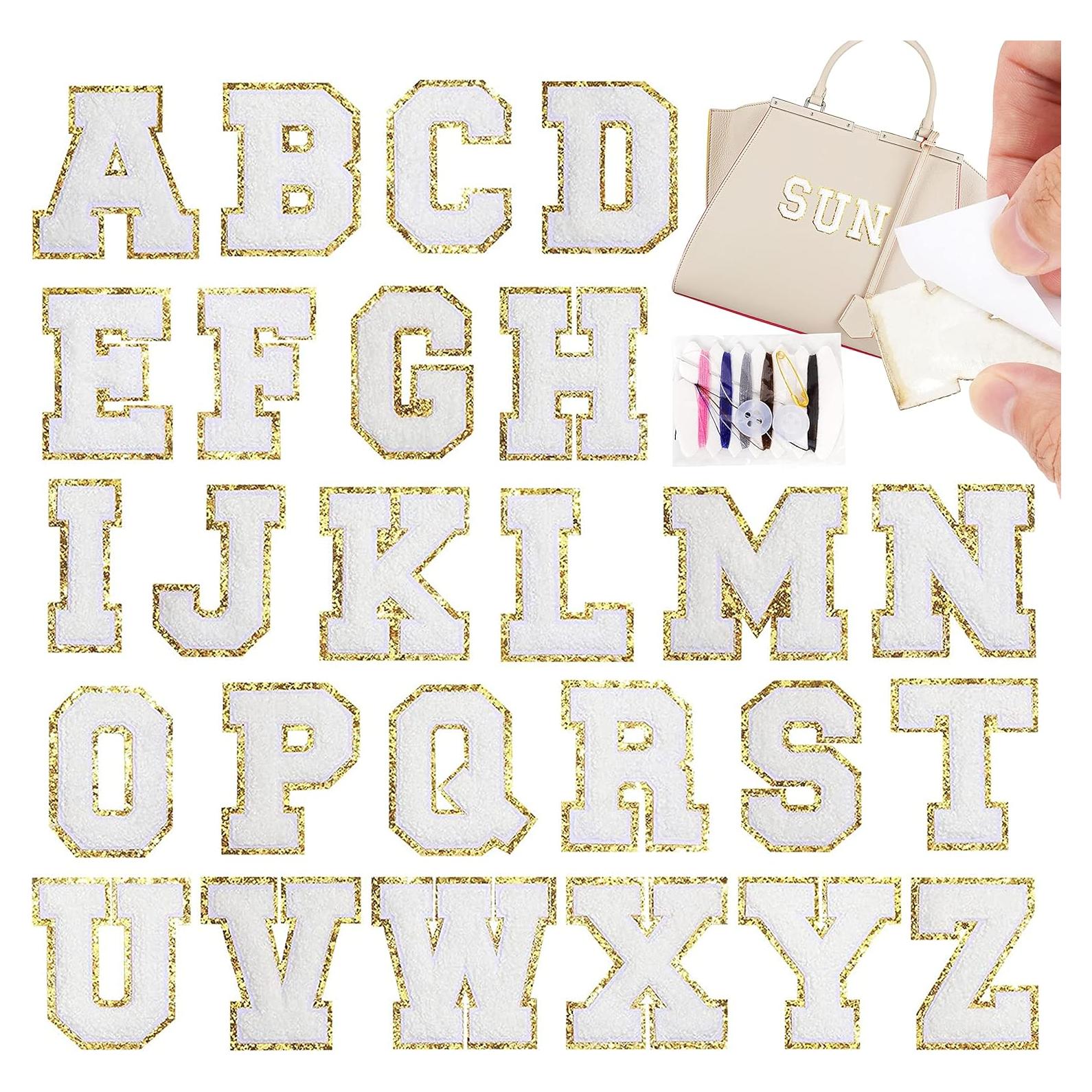 Parche de Letras Chenille Autoadhesivas NICEVINYL 26pcs