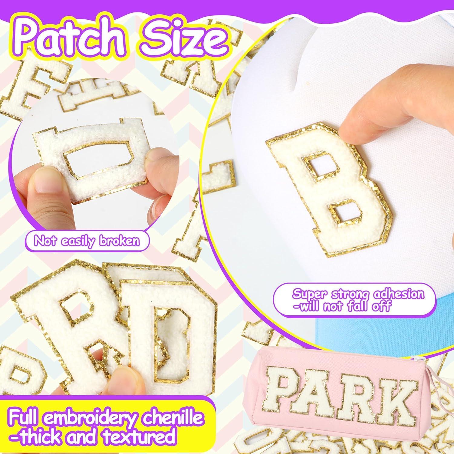 Parche de Letras Chenille Autoadhesivas NICEVINYL 26pcs