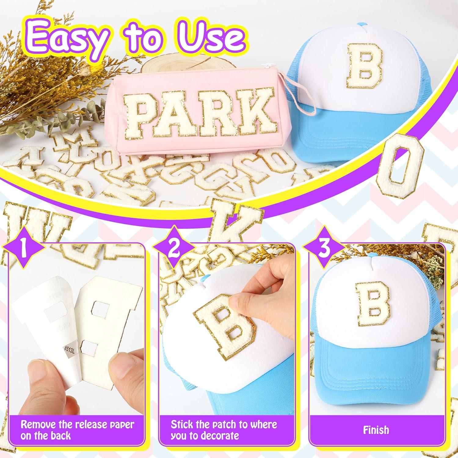 Parche de Letras Chenille Autoadhesivas NICEVINYL 26pcs