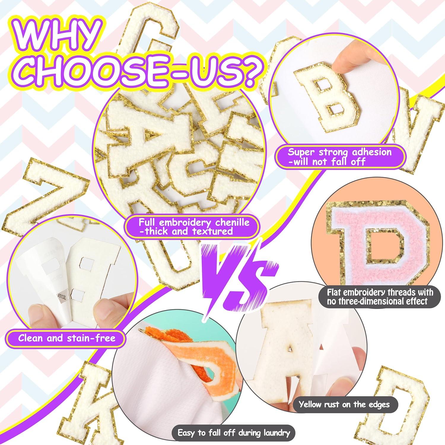 Parche de Letras Chenille Autoadhesivas NICEVINYL 26pcs