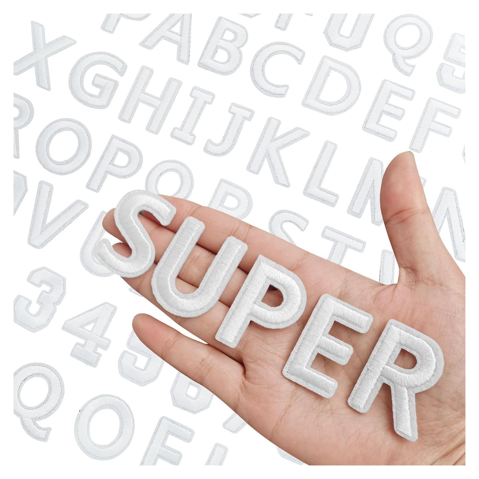 72 Piezas Parches Bordados Letras y Números RF-patch Blancos