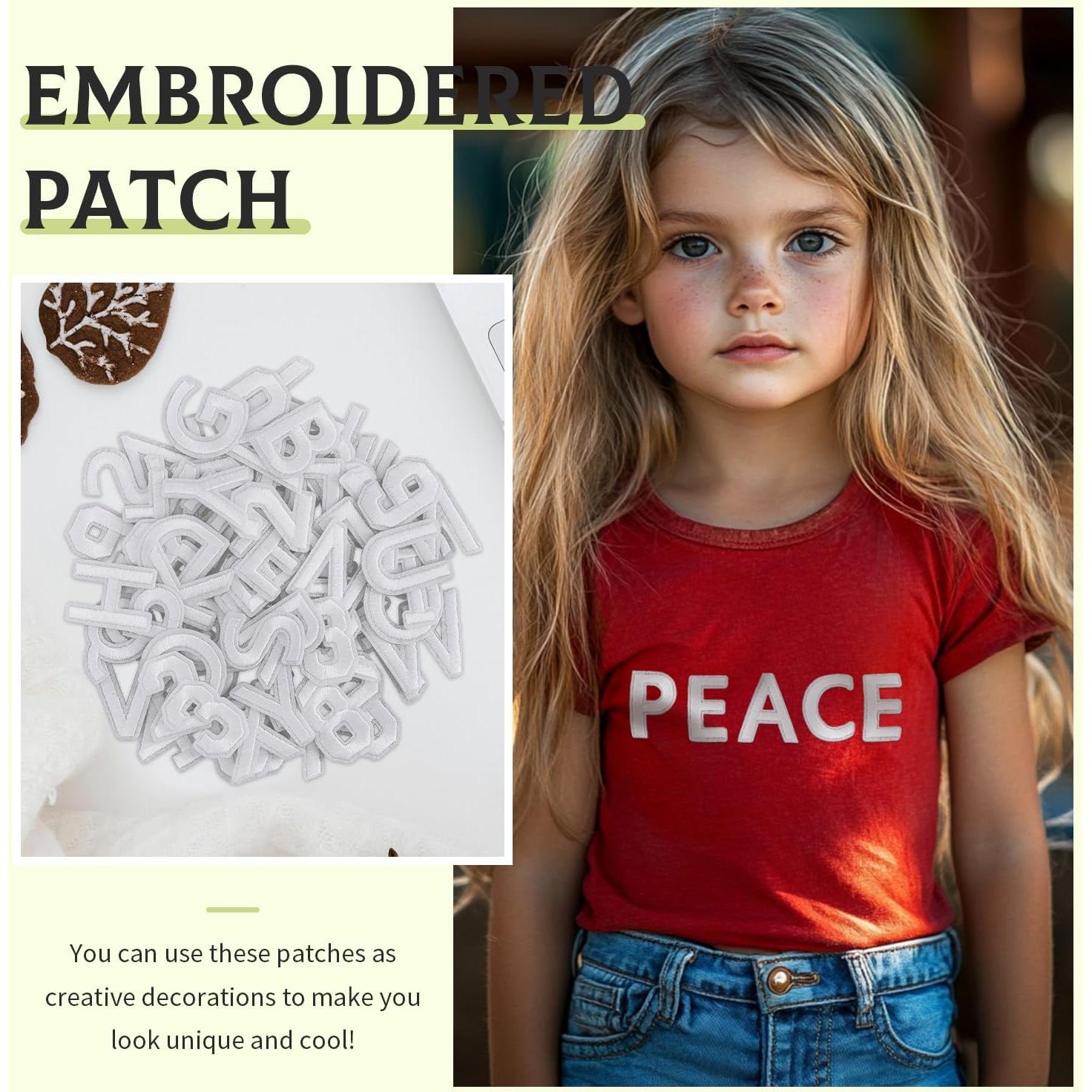 72 Piezas Parches Bordados Letras y Números RF-patch Blancos