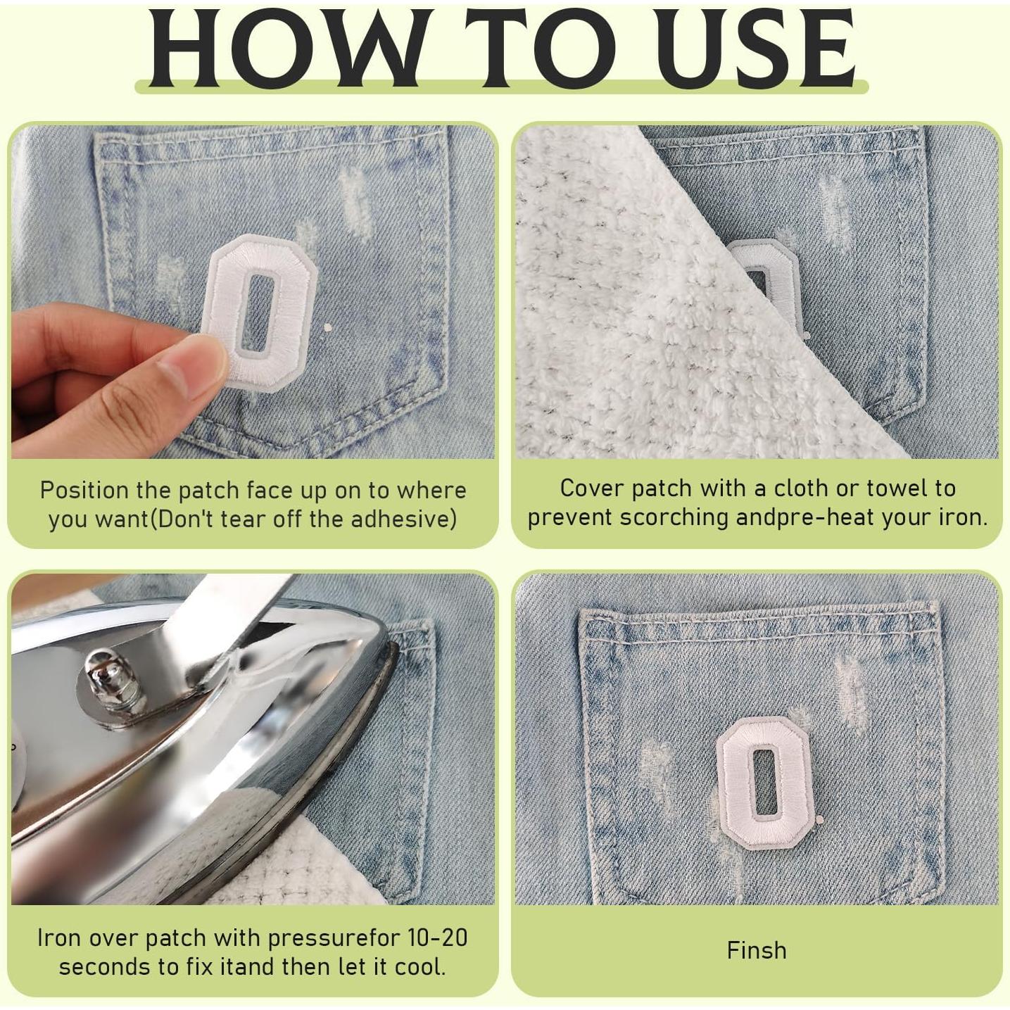 72 Piezas Parches Bordados Letras y Números RF-patch Blancos