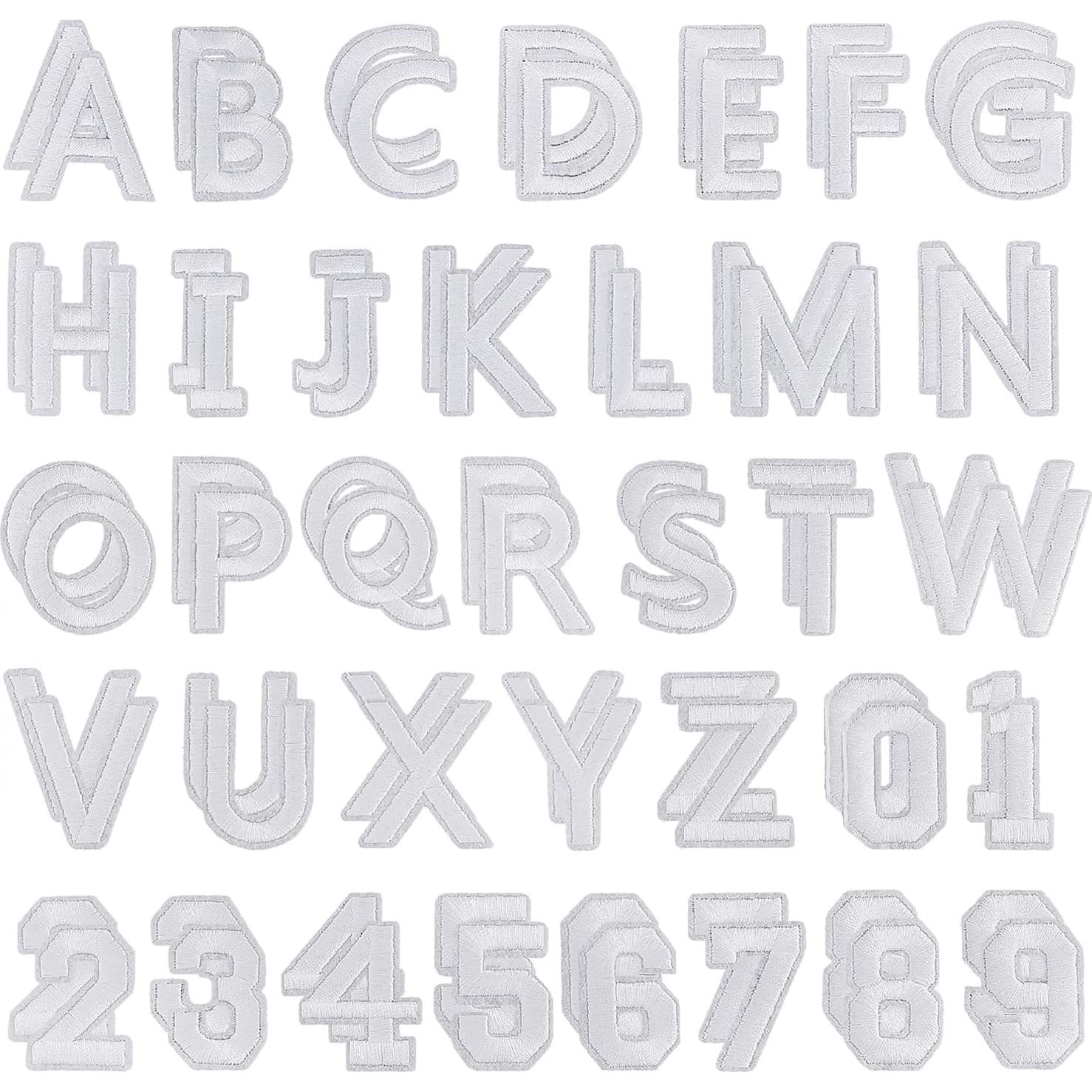 72 Piezas Parches Bordados Letras y Números RF-patch Blancos