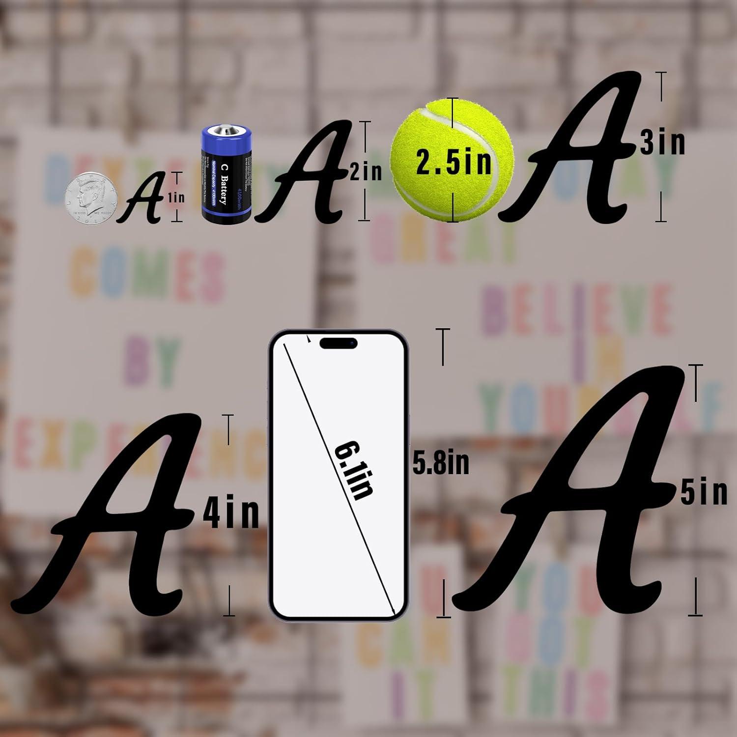 Stickers de Letras y Números Llewyn 730 Piezas 2.54 cm Negro