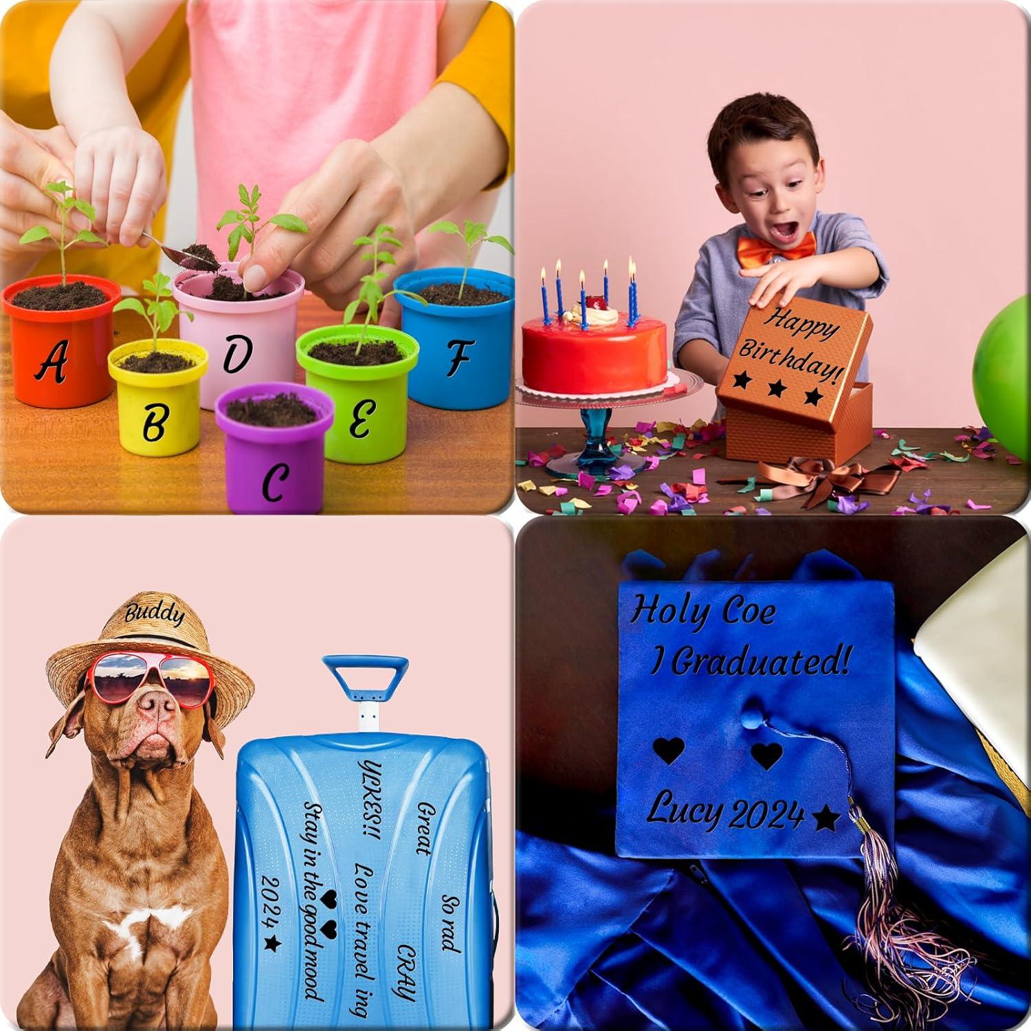 Stickers de Letras y Números Llewyn 730 Piezas 2.54 cm Negro