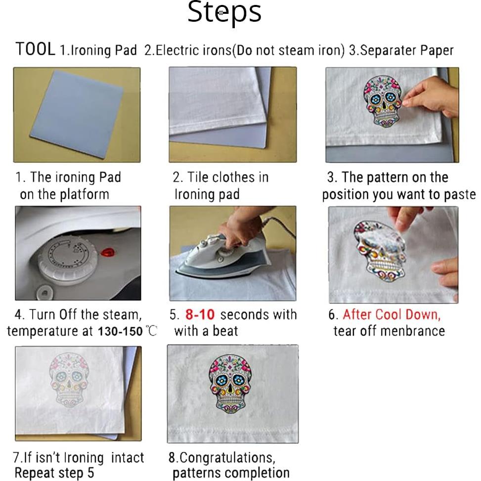 Set 9 Calcomanías de Transferencia de Calor Vinilo BOOVO JG-05