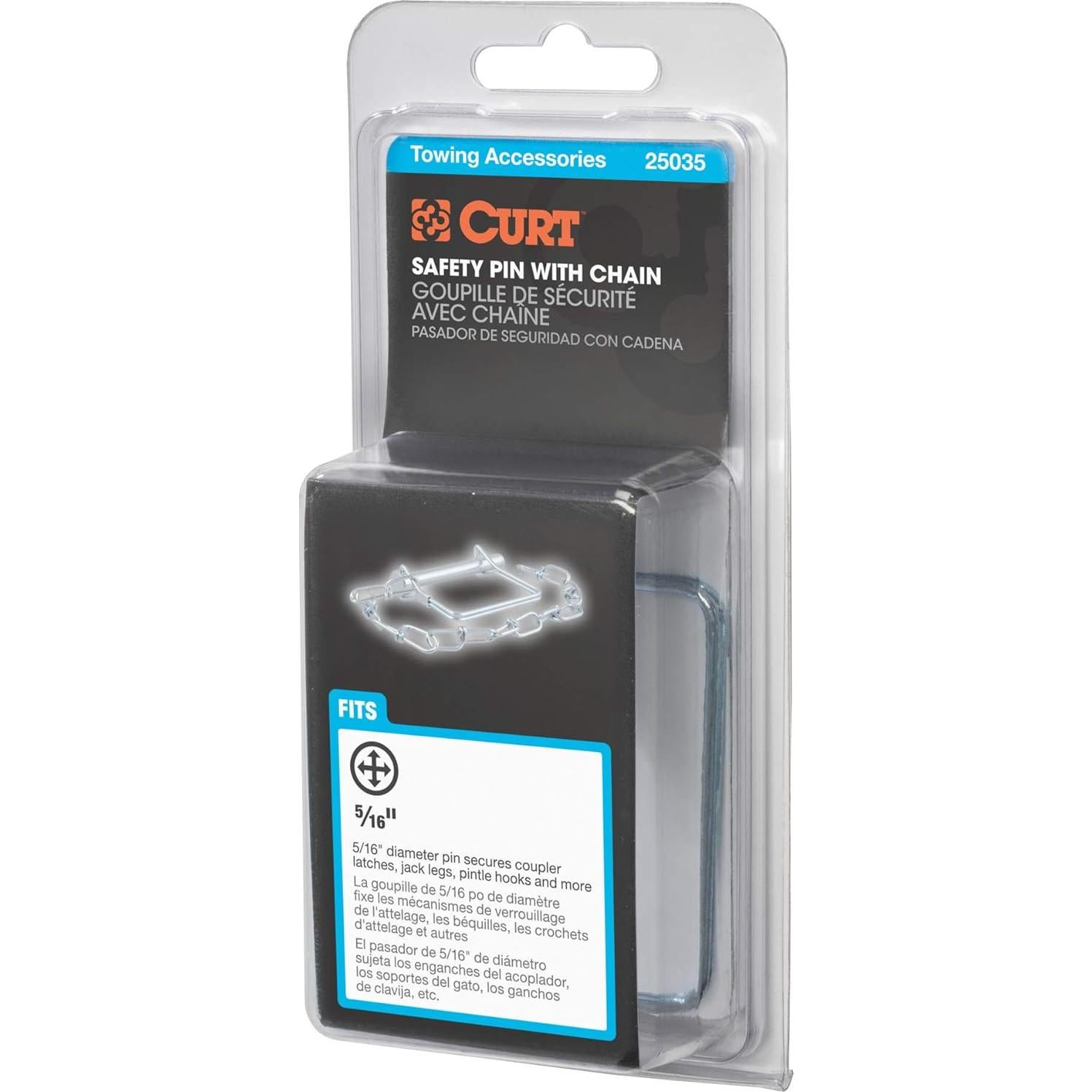 Pasador de Seguridad CURT 25035 con Cadena 30.48 cm Zinc