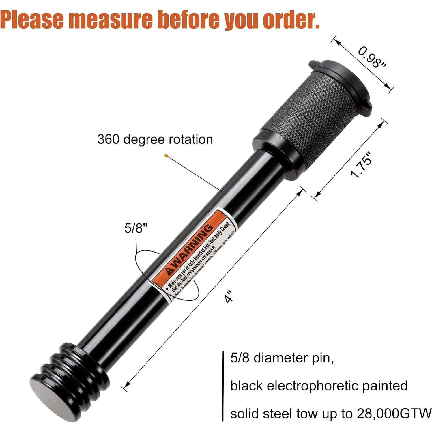 Cerradura de Enganche CZC AUTO 5/8" Diámetro 4" Pasador Extra Largo