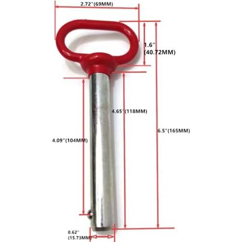 Pasador de Detención ZOROLE 5/8" x 4" Acero Zinc Rojo
