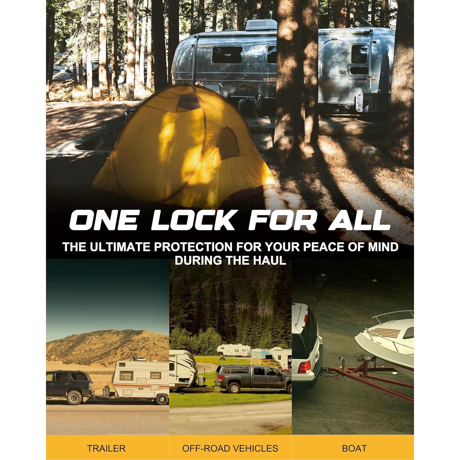 Cerradura de Acoplador de Remolque RETRUE, Alta Seguridad, Negro