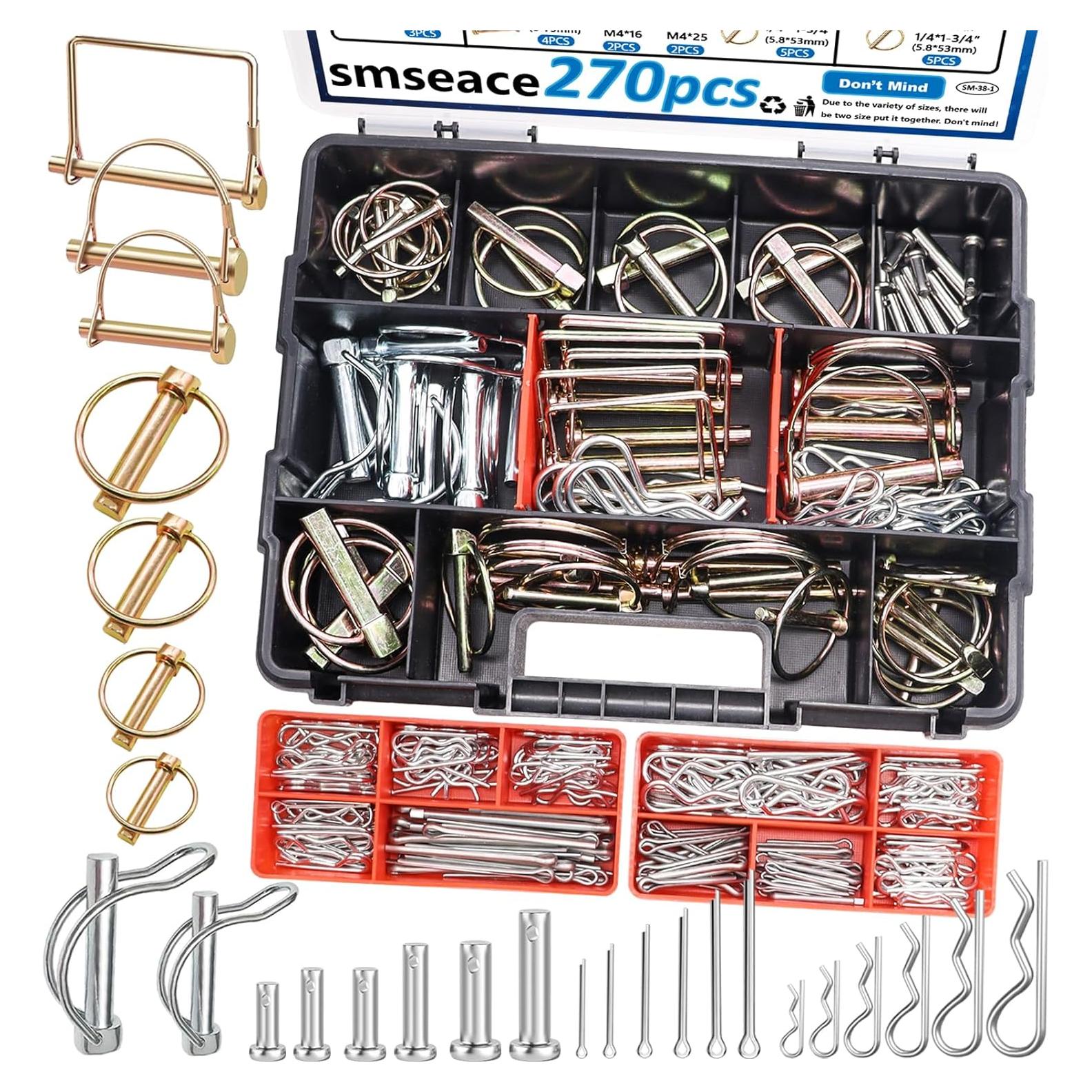 Kit de 270 Pasadores de Enganche smseace para Remolques y Jardín