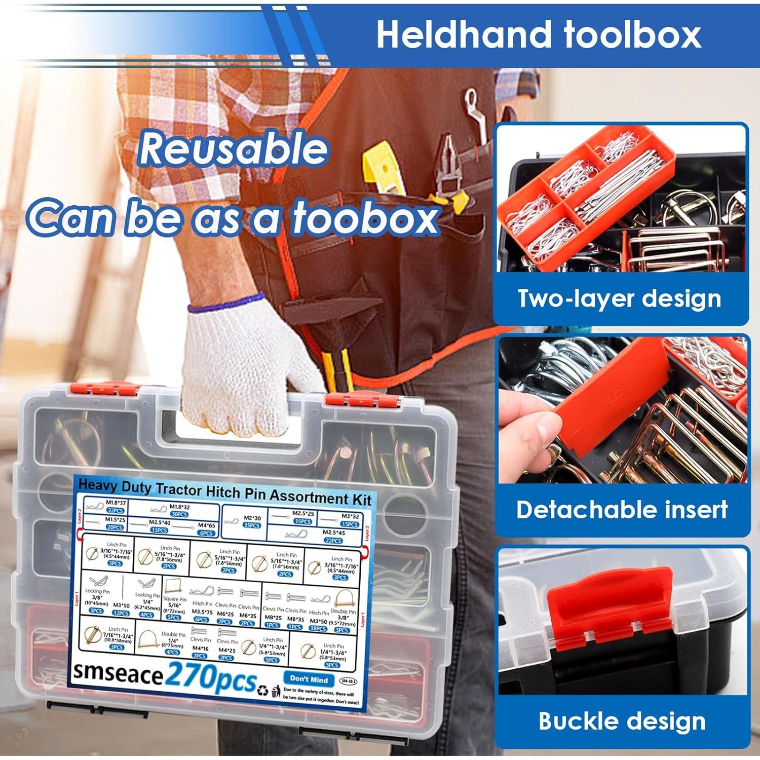 Kit de 270 Pasadores de Enganche smseace para Remolques y Jardín