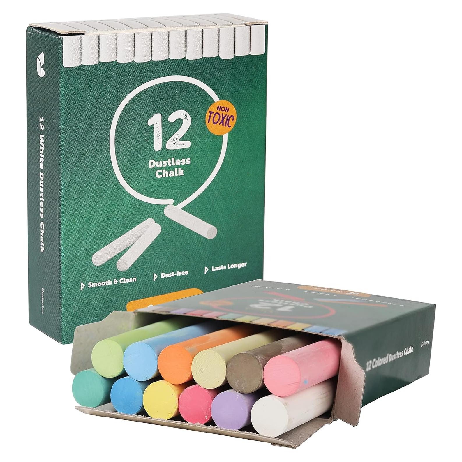 Tiza Sin Polvo para Niños Kedudes - Paquete de 24 Tizas de Colores