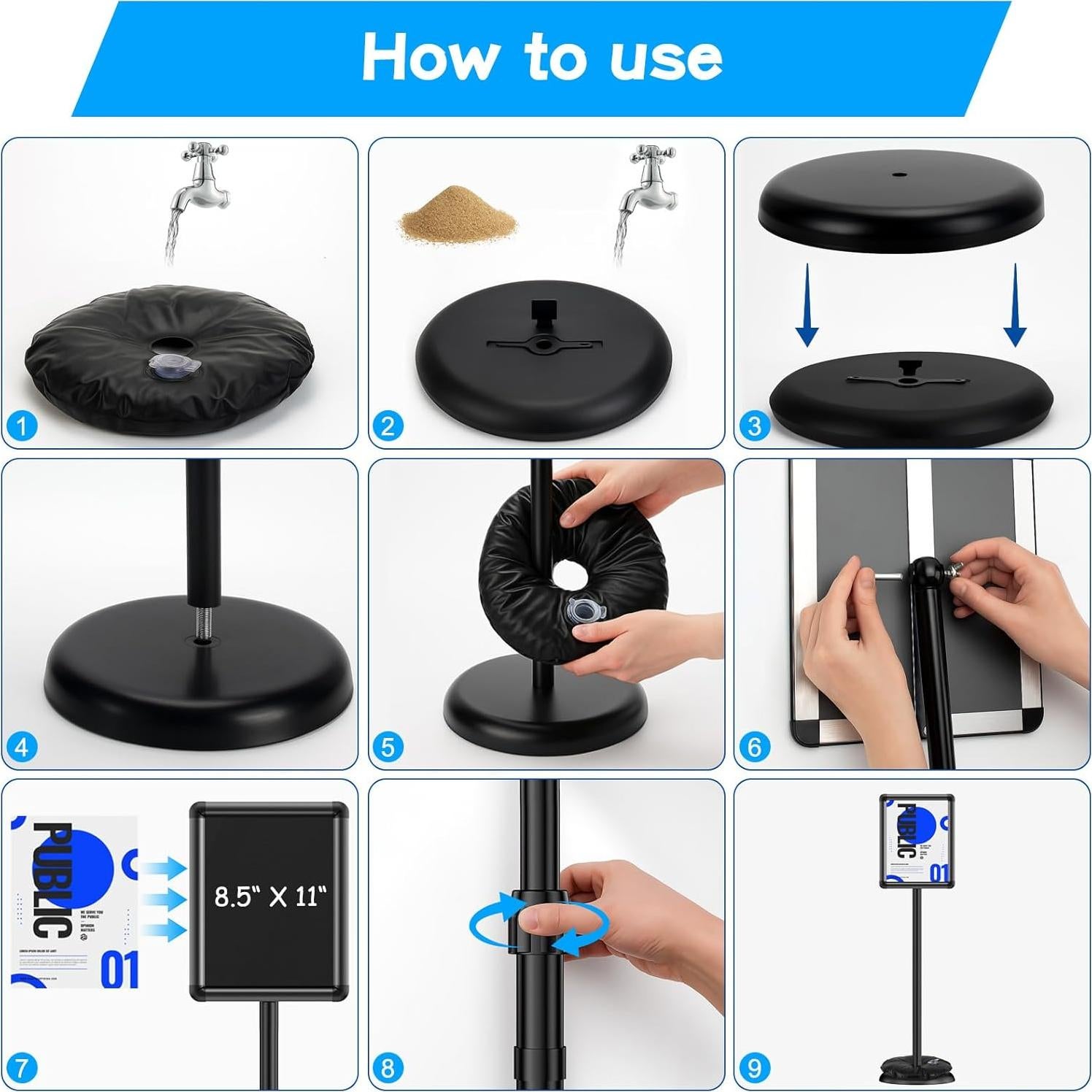 Soporte de Carteles EHWINE 21.6x27.9 cm Ajustable para Menú