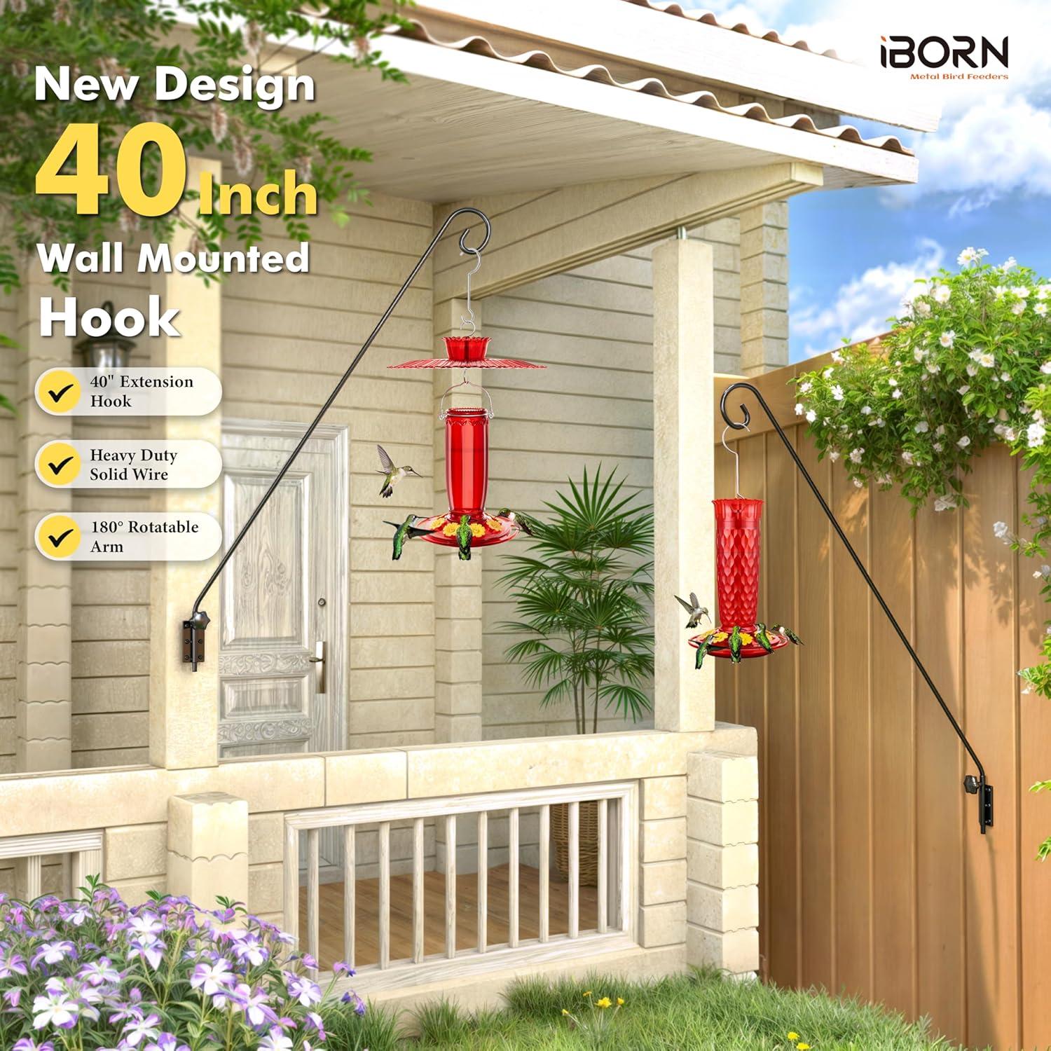 iBorn Soporte de Pared para Comedero de Aves 40" (101.6 cm) - Paquete de 2