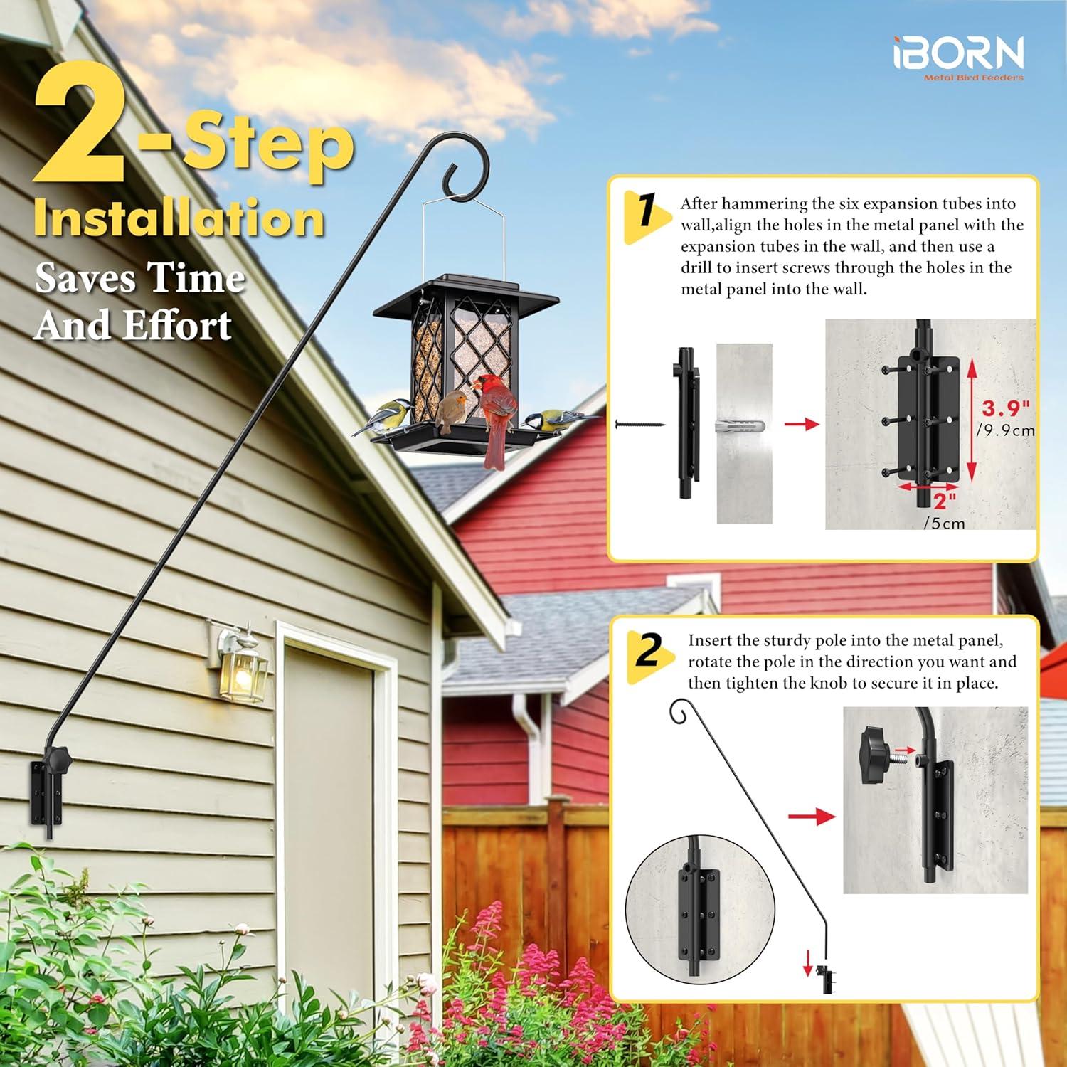 iBorn Soporte de Pared para Comedero de Aves 40" (101.6 cm) - Paquete de 2