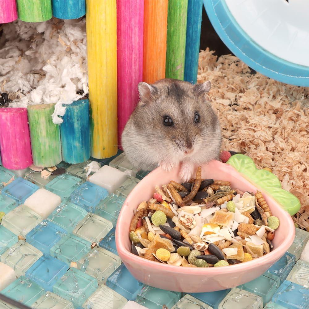 Tazón de Cerámica para Hámster VTurboWay - 2 Pcs, Antivuelco