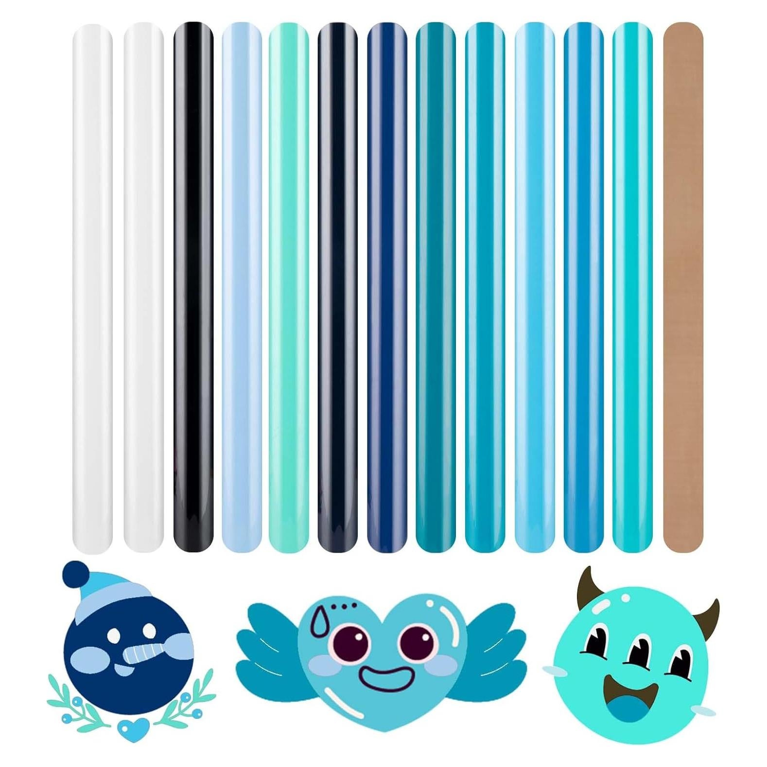 Vinilo de Transferencia de Calor HTVRONT Azul 13 Hojas para Camisetas