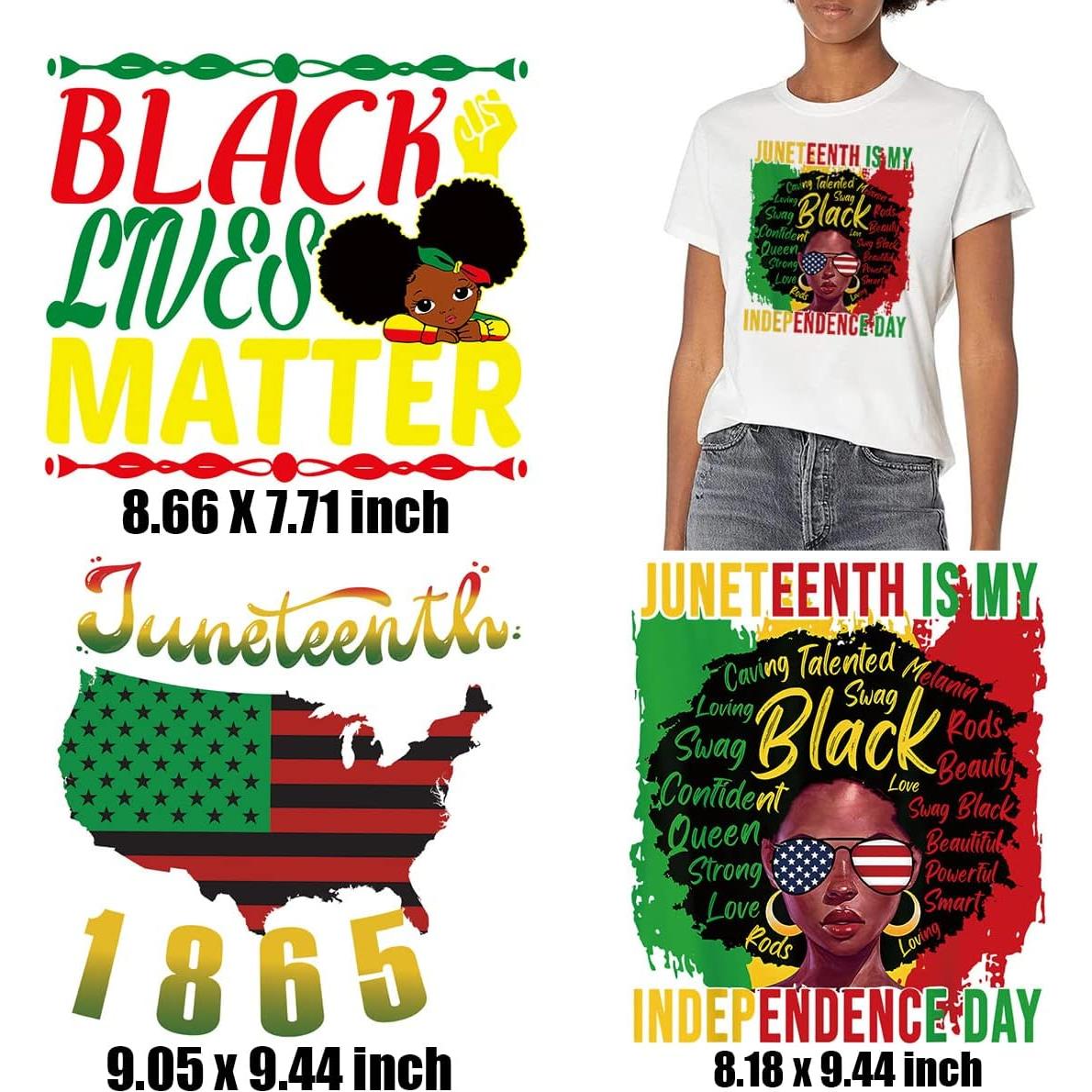 Calcomanías de Transferencia de Calor Juneteenth Foweso - 3 Piezas