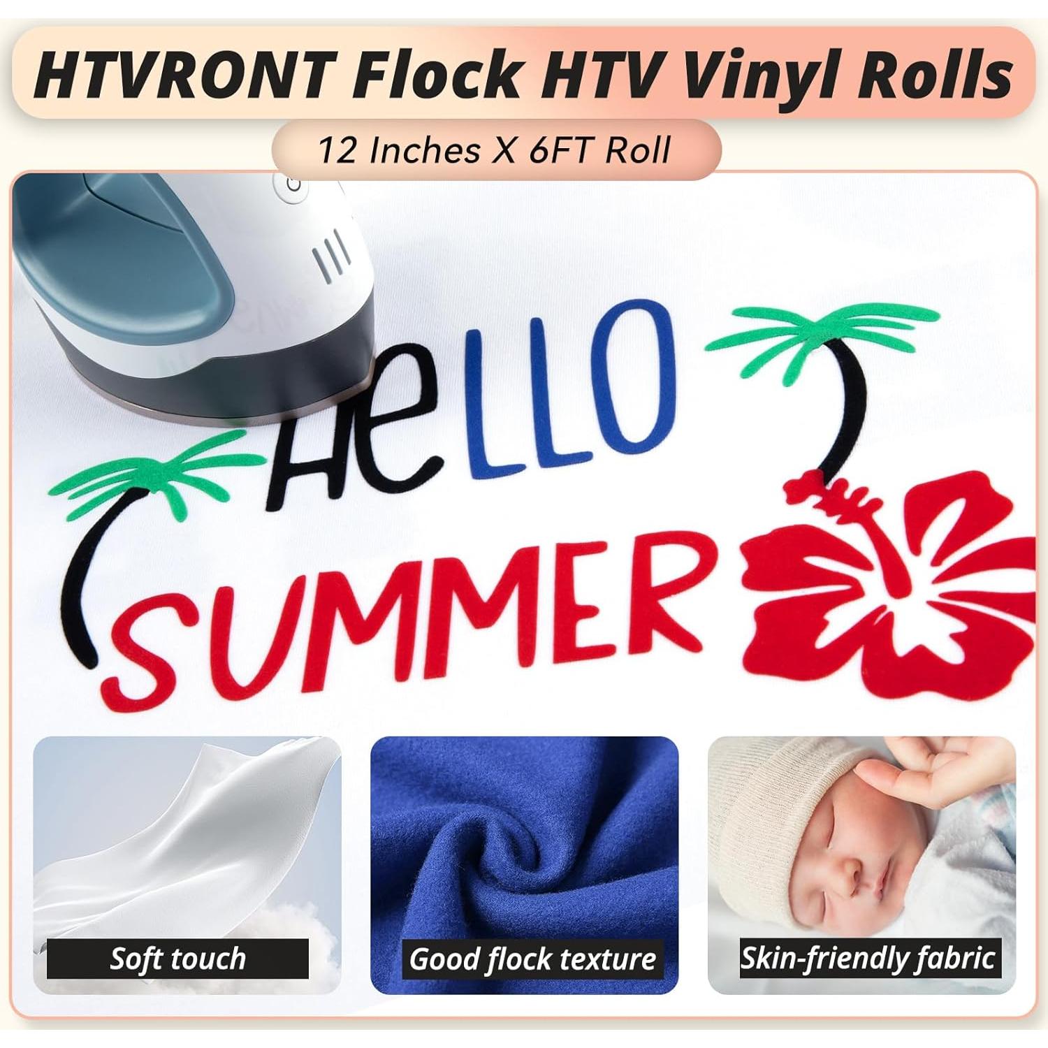 Vinilo de Transferencia de Calor HTVRONT Negro 30.48x182.88 cm