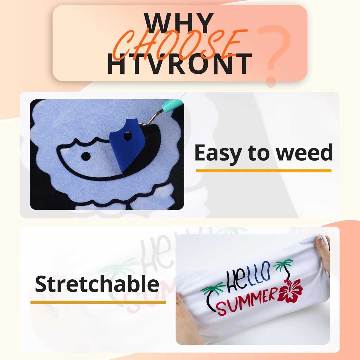 Vinilo de Transferencia de Calor HTVRONT Negro 30.48x182.88 cm